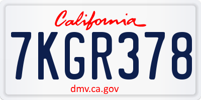 CA license plate 7KGR378