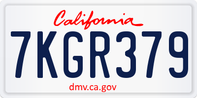 CA license plate 7KGR379