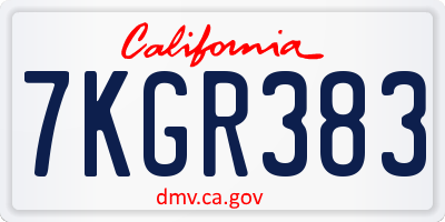 CA license plate 7KGR383