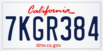CA license plate 7KGR384