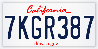 CA license plate 7KGR387