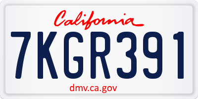 CA license plate 7KGR391