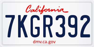 CA license plate 7KGR392