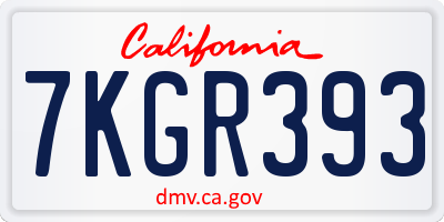 CA license plate 7KGR393
