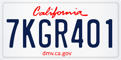 CA license plate 7KGR401