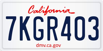 CA license plate 7KGR403