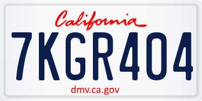 CA license plate 7KGR404
