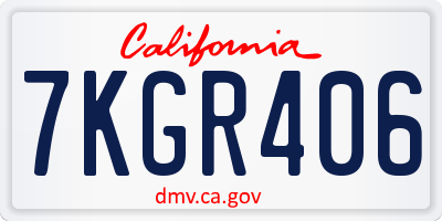 CA license plate 7KGR406