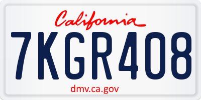 CA license plate 7KGR408