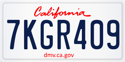 CA license plate 7KGR409