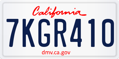 CA license plate 7KGR410