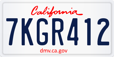 CA license plate 7KGR412