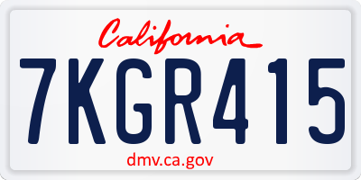 CA license plate 7KGR415