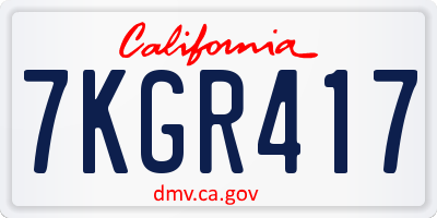 CA license plate 7KGR417