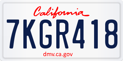 CA license plate 7KGR418