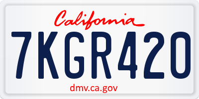 CA license plate 7KGR420
