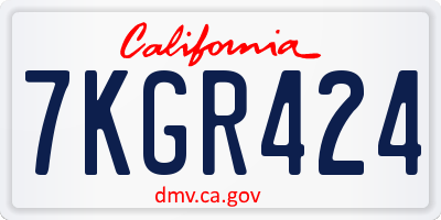 CA license plate 7KGR424