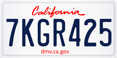 CA license plate 7KGR425