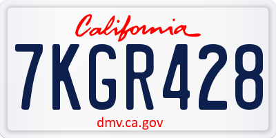 CA license plate 7KGR428