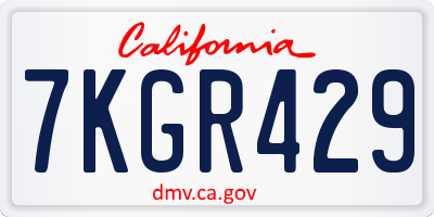 CA license plate 7KGR429