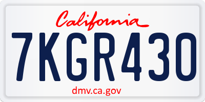 CA license plate 7KGR430