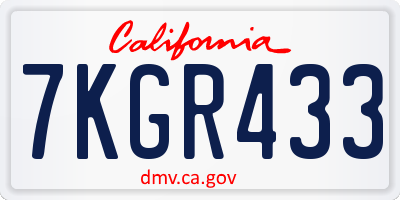 CA license plate 7KGR433