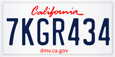 CA license plate 7KGR434