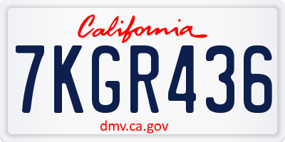 CA license plate 7KGR436