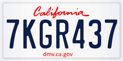 CA license plate 7KGR437