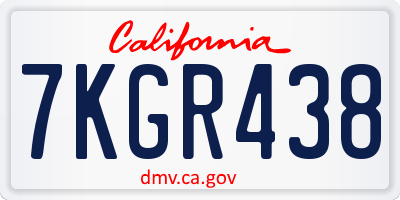 CA license plate 7KGR438