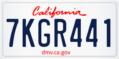 CA license plate 7KGR441