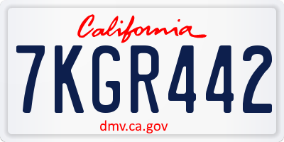 CA license plate 7KGR442