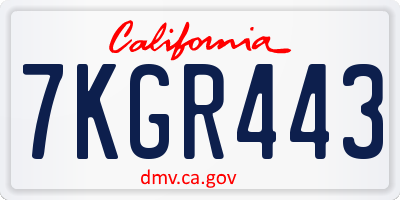 CA license plate 7KGR443