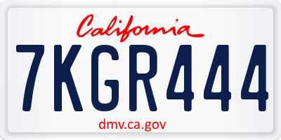 CA license plate 7KGR444