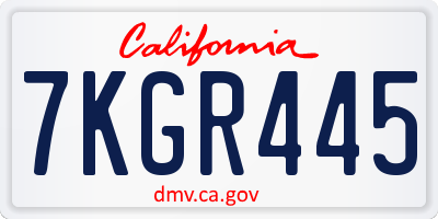 CA license plate 7KGR445