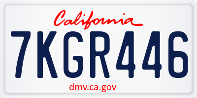 CA license plate 7KGR446