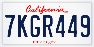 CA license plate 7KGR449