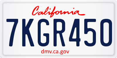 CA license plate 7KGR450