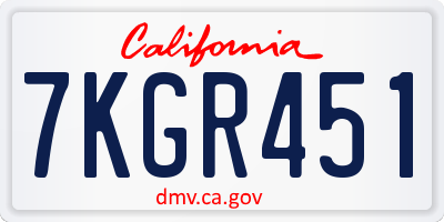 CA license plate 7KGR451