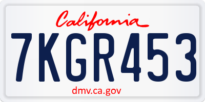 CA license plate 7KGR453