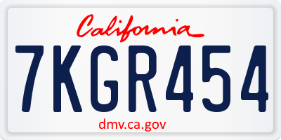 CA license plate 7KGR454