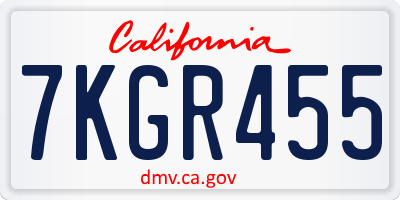 CA license plate 7KGR455