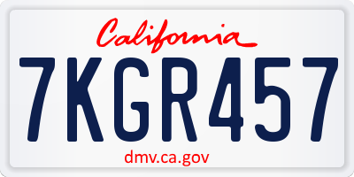 CA license plate 7KGR457