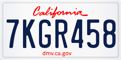CA license plate 7KGR458