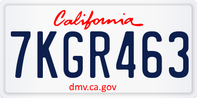 CA license plate 7KGR463