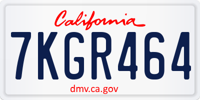 CA license plate 7KGR464