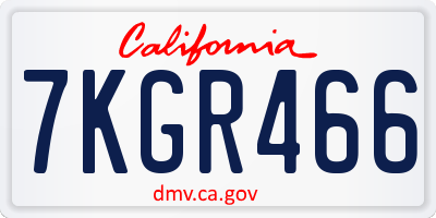 CA license plate 7KGR466