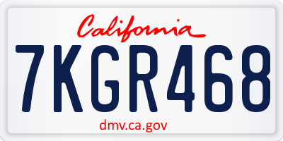 CA license plate 7KGR468