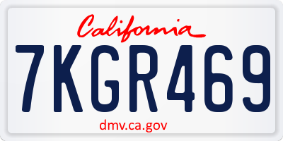 CA license plate 7KGR469