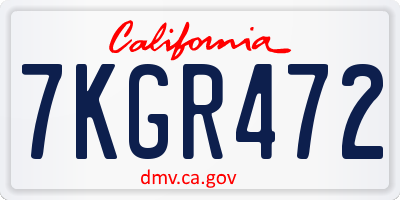 CA license plate 7KGR472